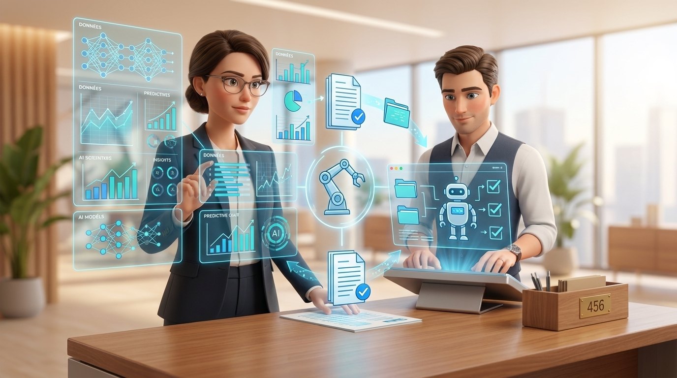 La complémentarité entre un développeur RPA et un data scientist — illustration Factory 456