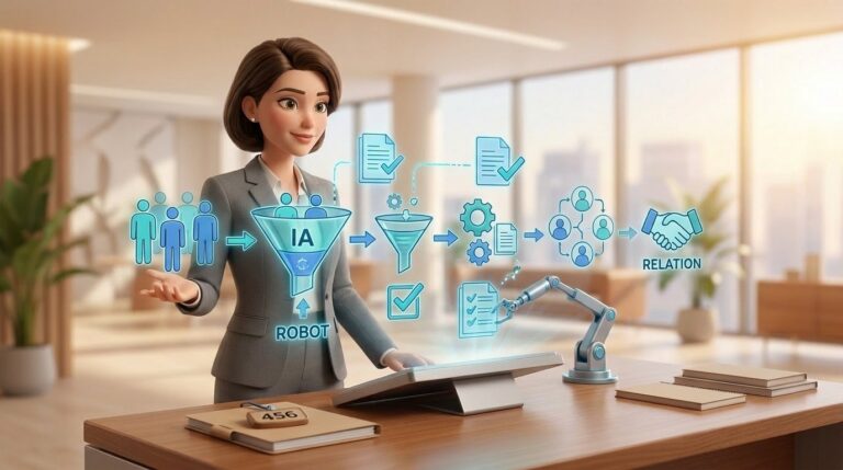 Les étapes de l'automatisation pour la mise en relation des prospects — illustration Factory 456