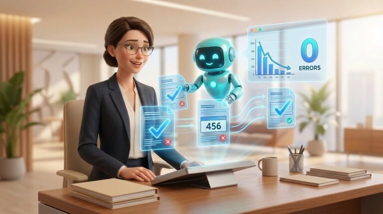 La diminution des erreurs est l'un des avantages des robots logiciels ! — illustration Factory 456