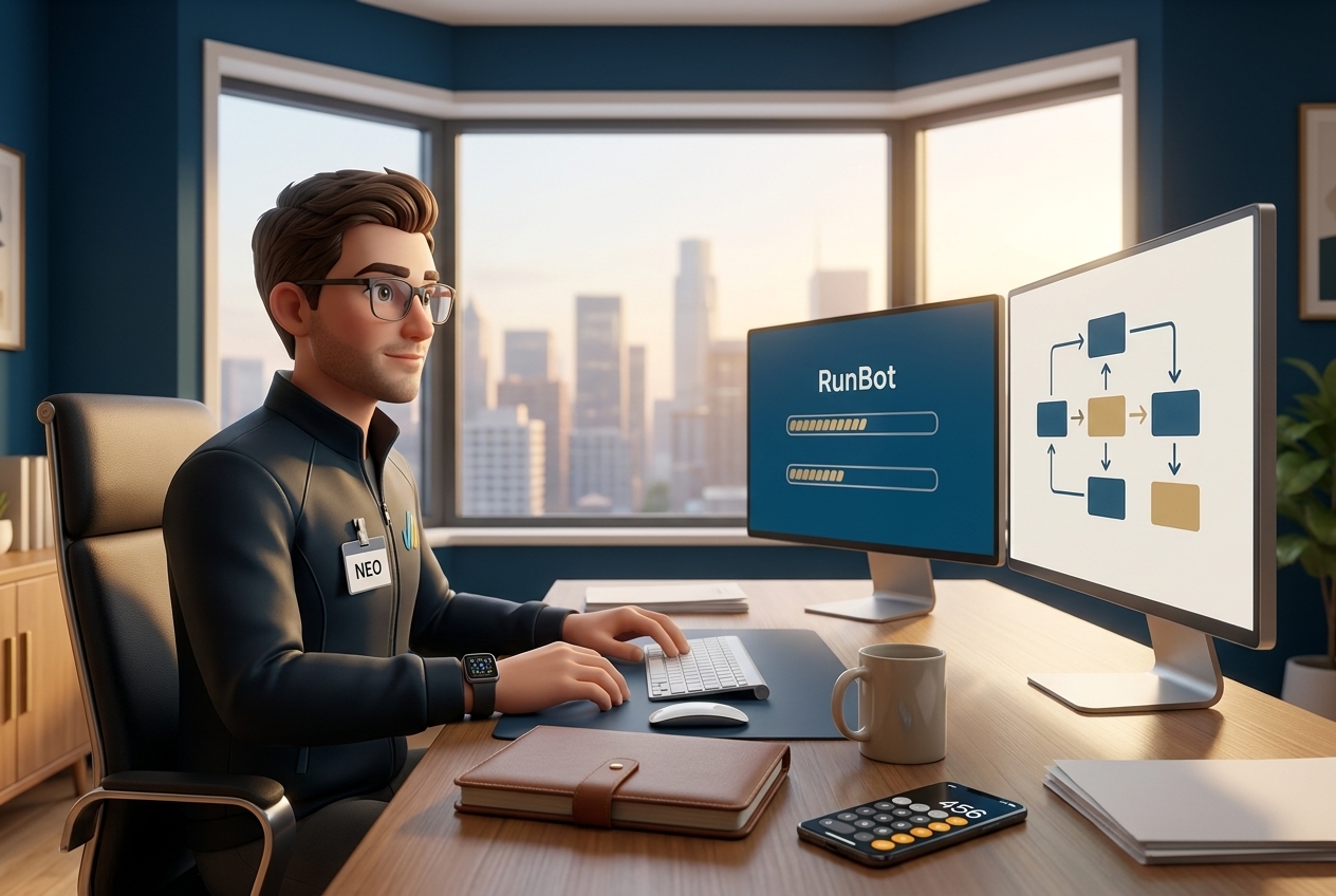 Neo, agent RunBot, développe la plateforme agentique de Factory 456