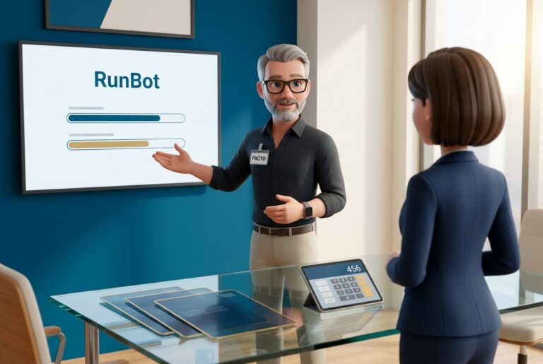 Facto, agent de production de la plateforme RunBot, dans un cabinet d'expertise comptable — Facturation électronique 2026 : les automatisations IA qui changent to