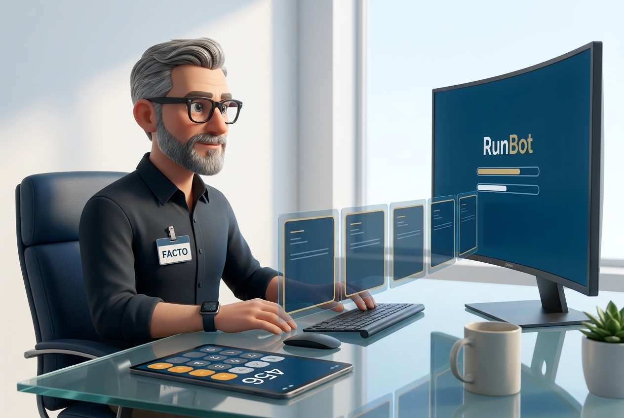 Facto, agent de production RunBot, traite des factures électroniques sans papier