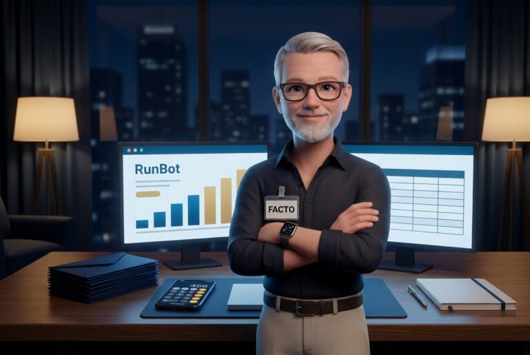 Facto, agent de production RunBot, traite la paie d'un cabinet pendant la nuit